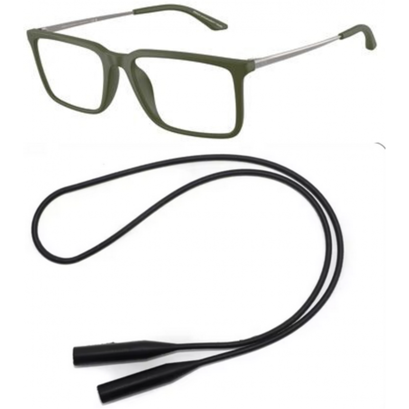 Armani Exchange Eyeglasses Bundle: X 3141 U 8301 Matte Green  /  Demo Lens 54mm and Universal Anti-slip Silicone Leash
