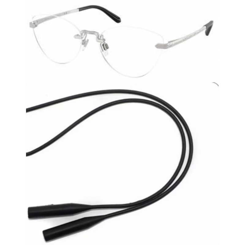 Ralph Lauren Eyeglasses Bundle: 5134 9001 Shiny Silver Demo Lens 54mm and Universal Anti-slip Silicone Leash