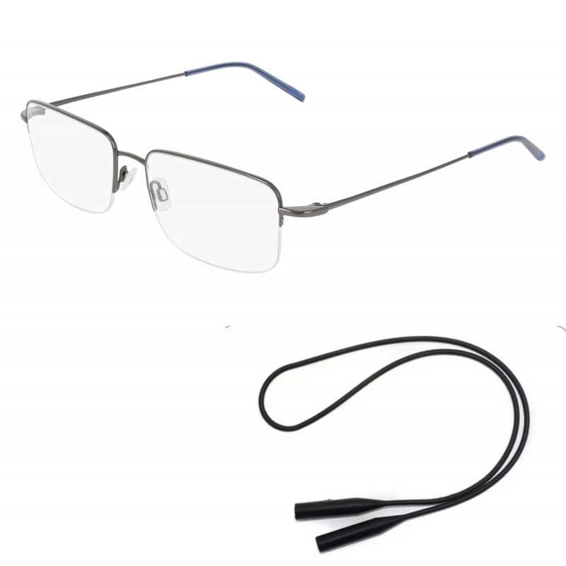 FLEXON Eyeglasses Bundle: 812PMAG-SET 072 Gunmetal 57mm and Universal Anti-slip Silicone Leash
