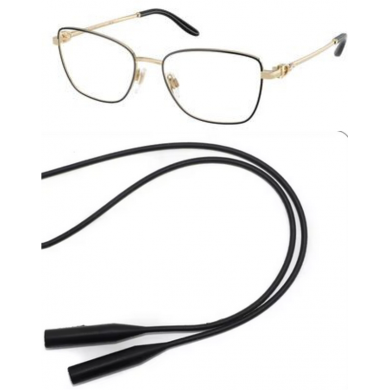 Ralph Lauren Eyeglasses Bundle: 5136 9398 Black  /  Shiny Palegold  /  Demo Lens 52mm and Universal Anti-slip Silicone Leash