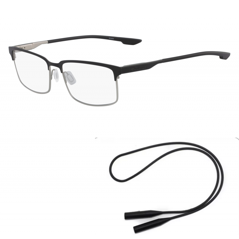 Columbia Eyeglasses Bundle: 3016 N 002 Satin Black 59mm and Universal Anti-slip Silicone Leash