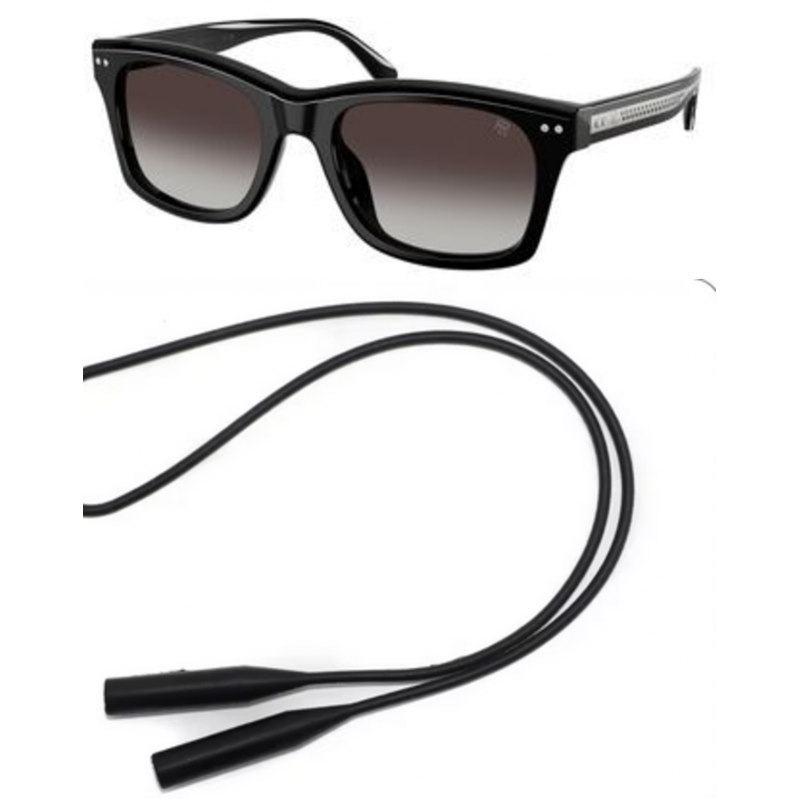 Ralph Lauren Sunglasses Bundle: 8237 U 50018G Shiny Black  /  Gradient Grey Polyamide Standard 55mm and Universal Anti-slip Silicone Leash