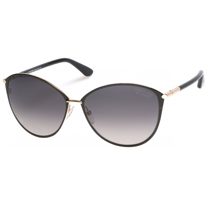 Sunglasses Tom Ford FT 0320 Penelope 28D Shiny Rose Gold, Black Coating /  Smoke Gradient Polarized Lenses