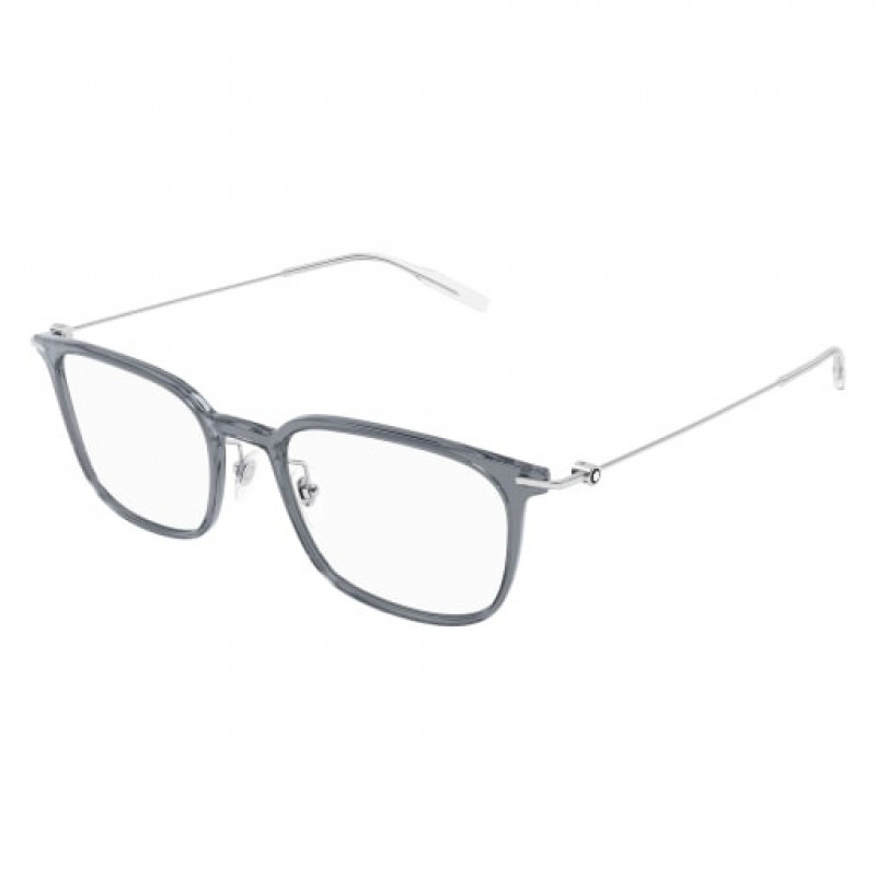 Eyeglasses Montblanc MB 0100 O- 001 Grey / Transparent Silver Eyeglasses Montblanc MB 0100 O- 001 Grey / Transparent Silver