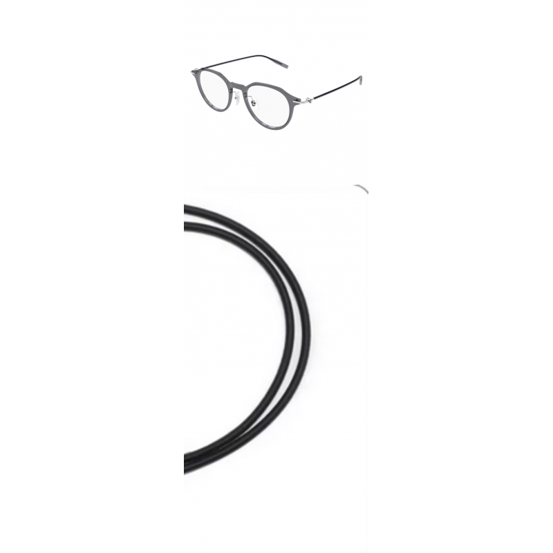 Montblanc MB0355O-003 Eyeglasses Bundle: MB0355O-003 MB0355O-003 003 Grey  /  Transparent  /  Silver 49mm and Universal Anti-slip Silicone Leash