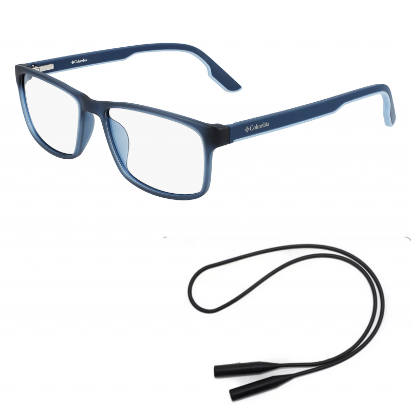 Columbia Eyeglasses Bundle: 8029 N 416 Matte Navy Crystal 57mm and Universal Anti-slip Silicone Leash