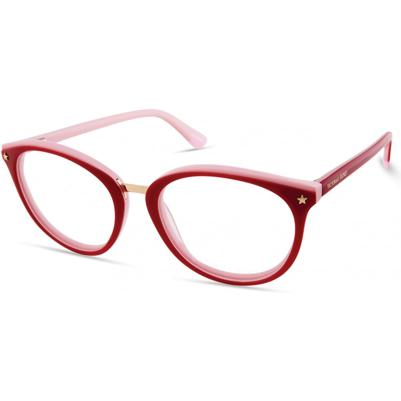 Eyeglasses Victoria's Secret VS 5017 069 Dark Red On Pink W/ Gold Bridge And Star End Pieces Eyeglasses Victoria's Secret VS 5017 069 Dark Red On Pink W/ Gold Bridge And Star End Pieces