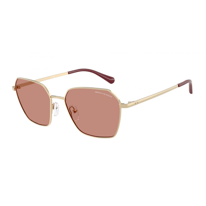 Sunglasses Armani Exchange AX 2062 S 611096 Shiny Pale Gold / Dark Violet Policarbonate Standard 54mm