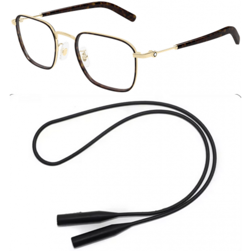 Montblanc Eyeglasses Bundle: B0424O-003 003 Gold  /  Transparent  /  Gold 50mm and Universal Anti-slip Silicone Leash