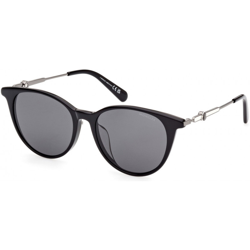 サングラス Moncler Sunglasses ML0226F 56U Black Asian Fit Moncler ML0226-F 56U Tortoise Round Plastic Sunglass 56-16