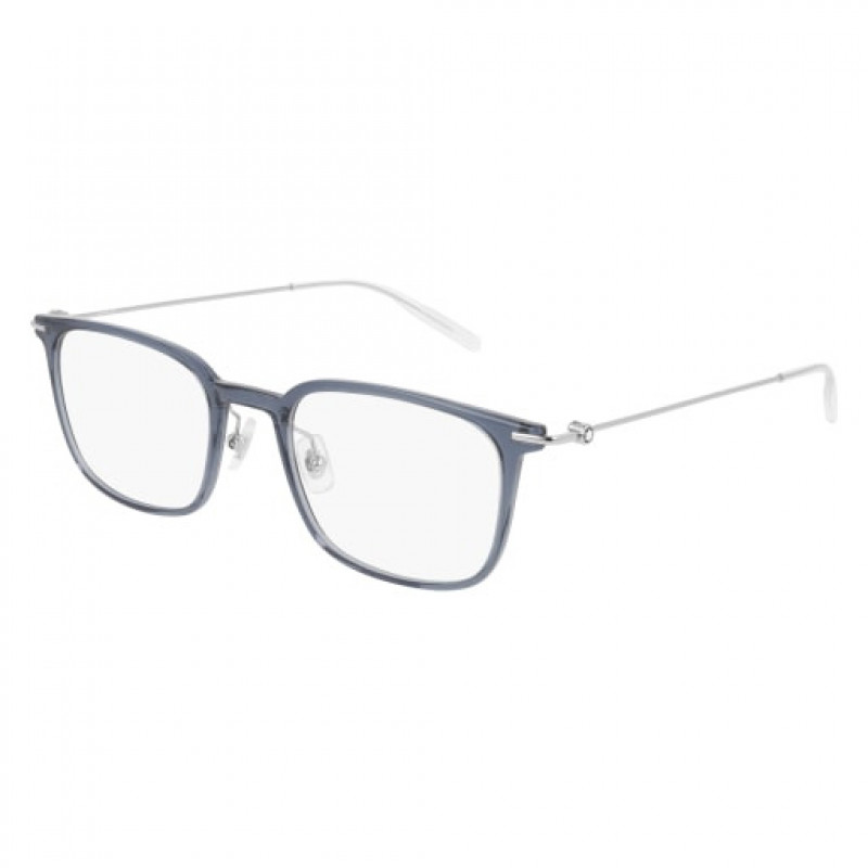 Eyeglasses Montblanc MB 0100 O- 004 Blue / Transparent Silver Eyeglasses Montblanc MB 0100 O- 004 Blue / Transparent Silver