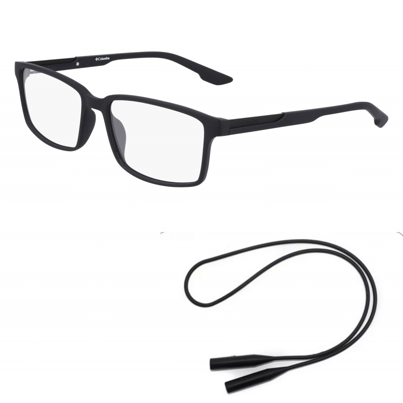 Columbia Eyeglasses Bundle: 8039 N 002 Matte Black 58mm and Universal Anti-slip Silicone Leash