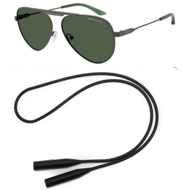 Armani Exchange Sunglasses Bundle: X 2060 S 613371 Matte Grey  /  Dark Green Policarbonate Standard 58mm and Universal Anti-slip Silicone Leash