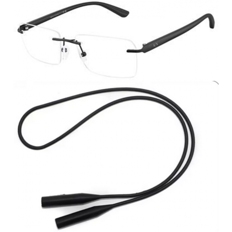 Armani Exchange Eyeglasses Bundle: X 1064 6001 Matte Black Demo Lens 56mm and Universal Anti-slip Silicone Leash