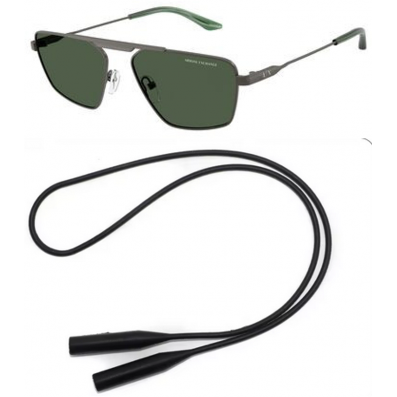 Armani Exchange Sunglasses Bundle: X 2059 S 613371 Matte Grey  /  Dark Green Policarbonate Standard 56mm and Universal Anti-slip Silicone Leash