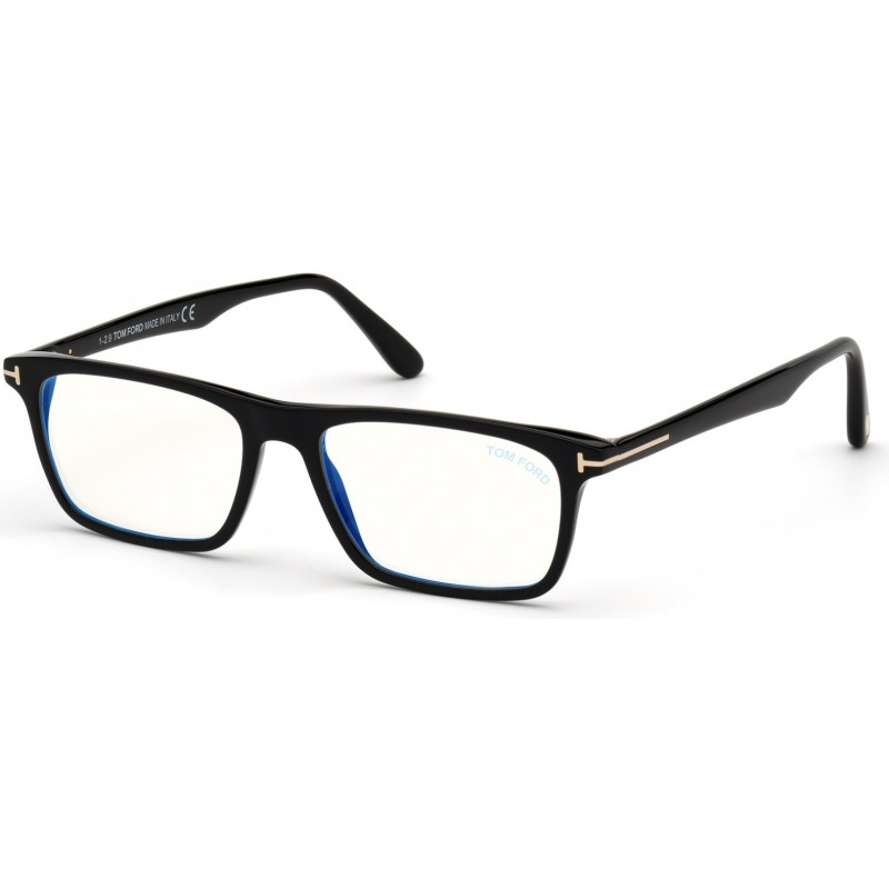 Eyeglasses Tom Ford FT 5681 -F-B Asian fit 001 Shiny Black/ Blue Block  Lenses