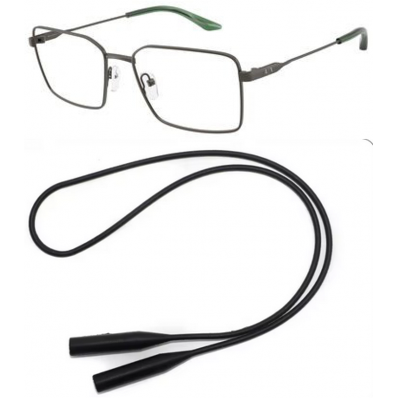 Armani Exchange Eyeglasses Bundle: X 1076 6133 Matte Grey Demo Lens 57mm and Universal Anti-slip Silicone Leash