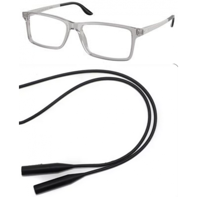 Ralph Lauren Eyeglasses Bundle: 6128 5111 Transparent Grey Demo Lens 53mm and Universal Anti-slip Silicone Leash