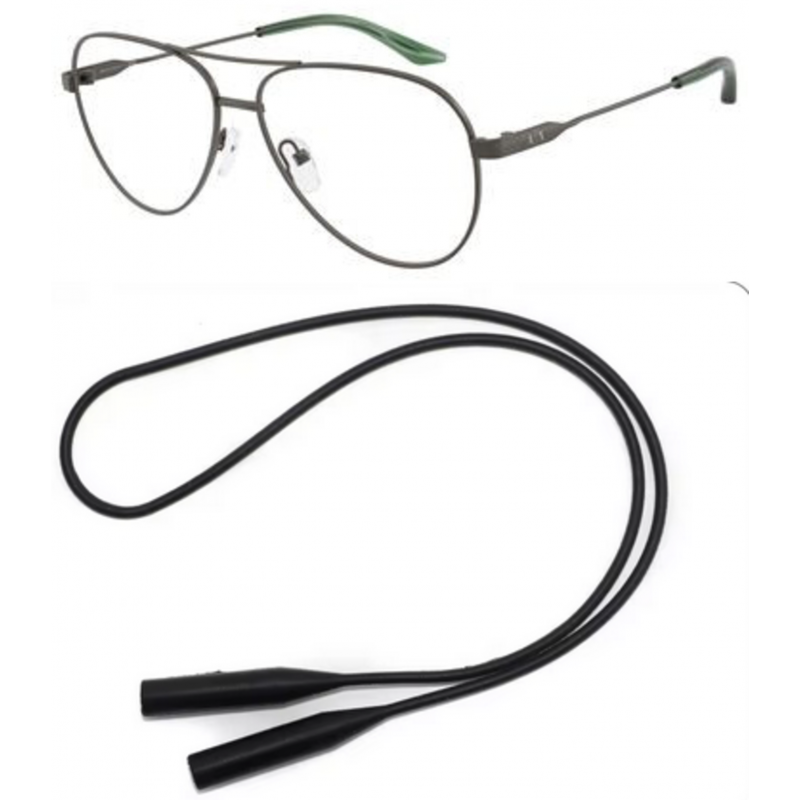 Armani Exchange Eyeglasses Bundle: X 1077 6133 Matte Grey Demo Lens 57mm and Universal Anti-slip Silicone Leash