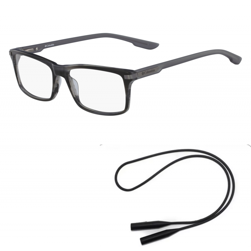Columbia Eyeglasses Bundle: 8010 N 024 Grey Horn / Boulder 60mm and Universal Anti-slip Silicone Leash