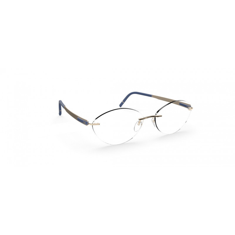 Eyeglasses Silhouette Blend Chassis Rimless 5555 7630 Gold / Navy Blue Eyeglasses Silhouette Blend Chassis Rimless 5555 7630 Gold / Navy Blue