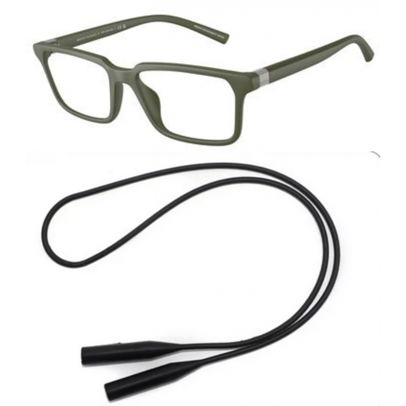 Armani Exchange Eyeglasses Bundle: X 3137 U 8301 Matte Green  /  Demo Lens 54mm and Universal Anti-slip Silicone Leash