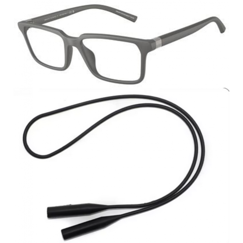 Armani Exchange Eyeglasses Bundle: X 3137 U 8400 Matte Grey Demo Lens 54mm and Universal Anti-slip Silicone Leash