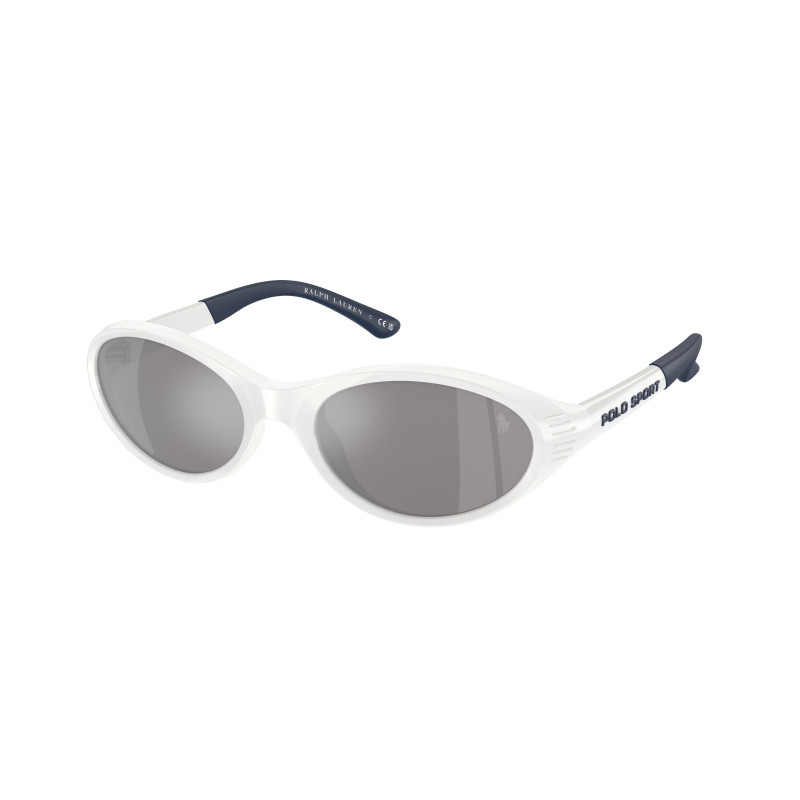 Sunglasses Polo PH 4197 U 51016G Shiny White Grey Mirror Silver 56mm