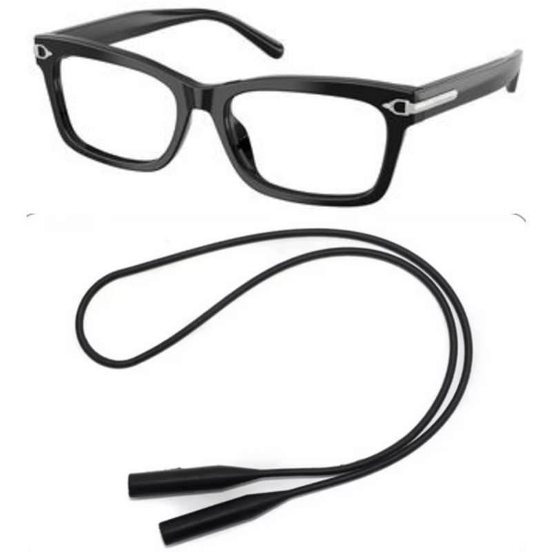 Ralph Lauren Eyeglasses Bundle: 6255 U 5001 Shiny Black Demo Lens 55mm and Universal Anti-slip Silicone Leash