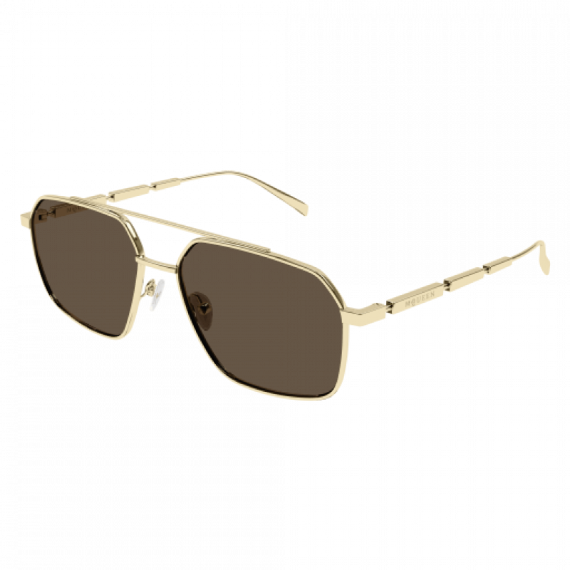 Sunglasses Alexander McQueen AM 0477 S- 002 Gold / Brown Sunglasses Alexander McQueen AM 0477 S- 002 Gold / Brown
