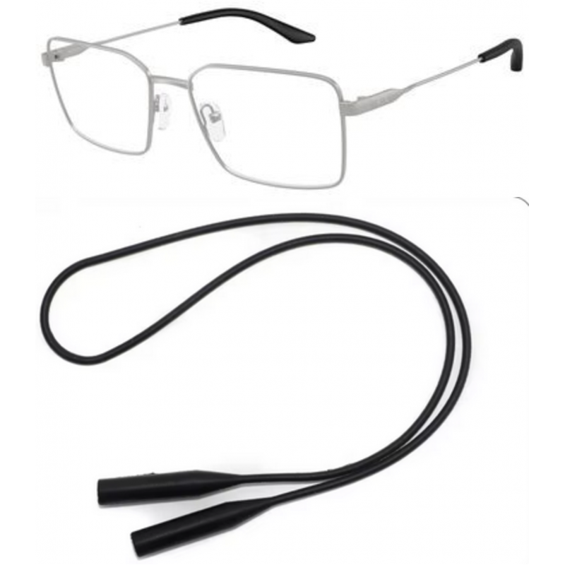 Armani Exchange Eyeglasses Bundle: X 1076 6020 Matte Silver Demo Lens 57mm and Universal Anti-slip Silicone Leash