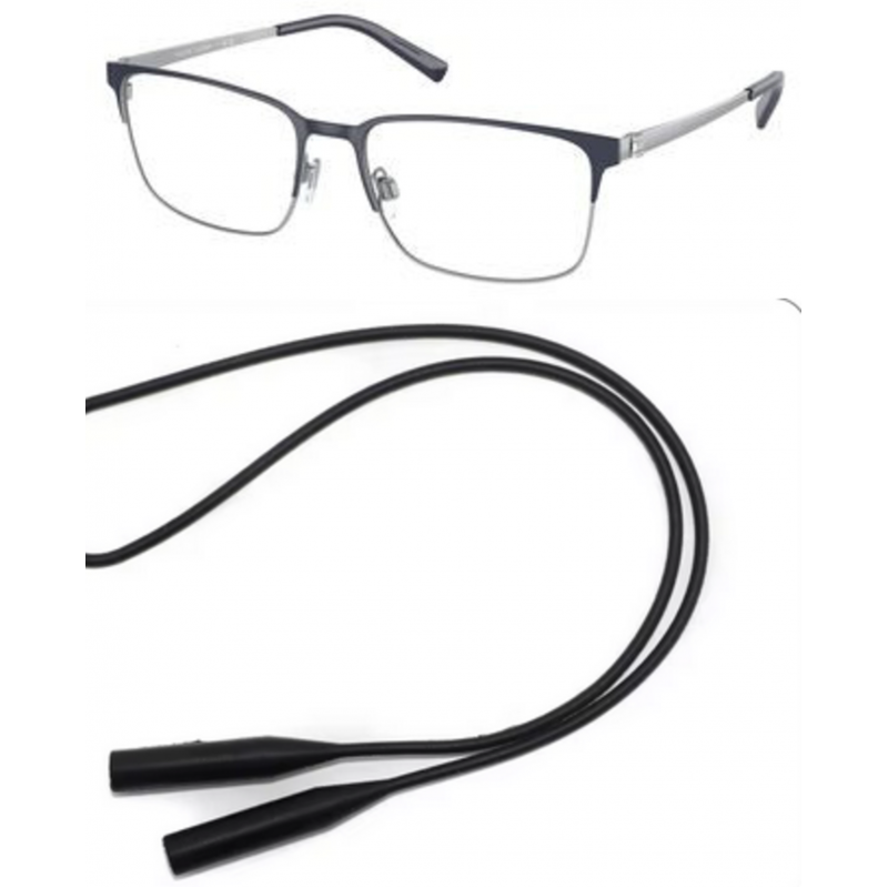 Ralph Lauren Eyeglasses Bundle: 5119 9001 Semi Matte Blue / Silver  /  Demo Lens 57mm and Universal Anti-slip Silicone Leash